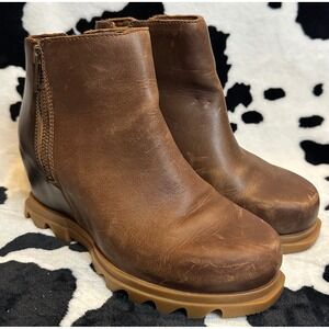 Sorel Joan Of Arctic Wedge III Zip Women's 6.5 Leather Ankle Booties NL4371-24